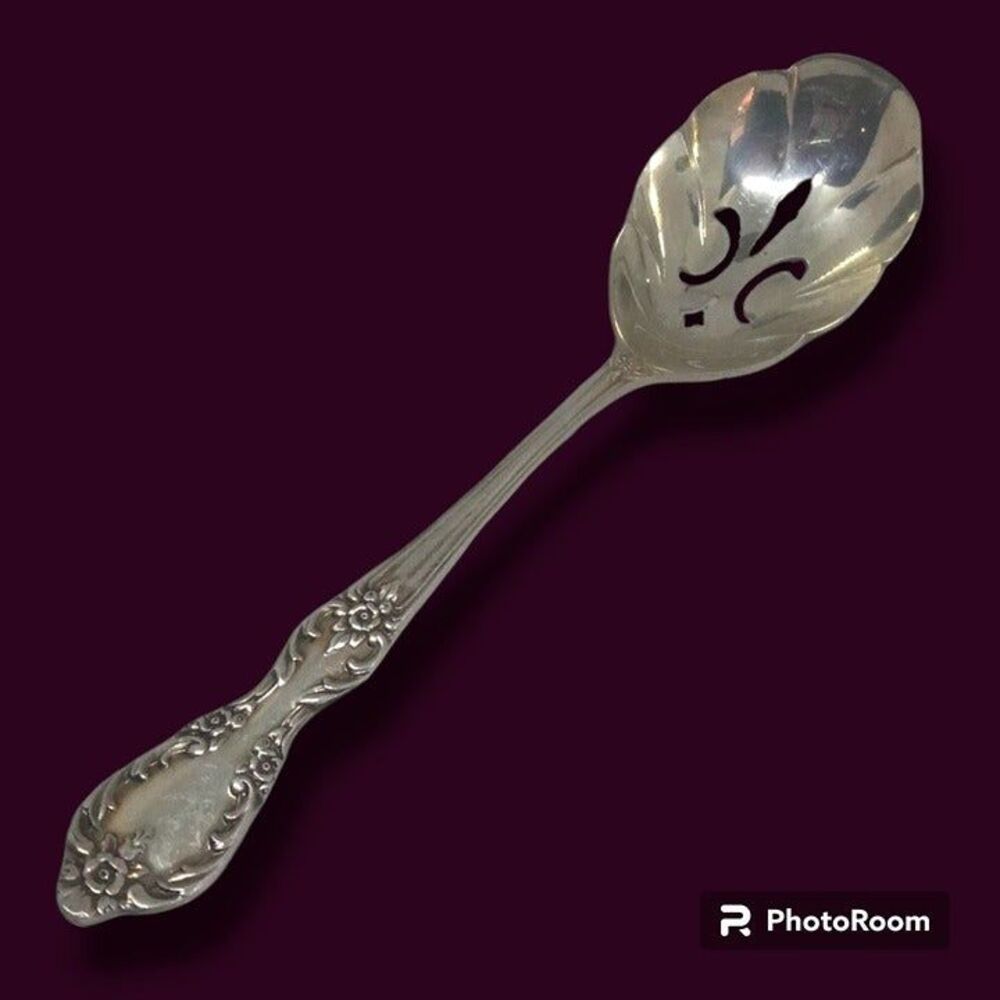 WM Rogers Grand Elegance Large Sugar Sifter-Silverplate-Scalloped Bowl-Floral-MC